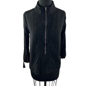 GENERRA Jacket Black Mock Neck Stretch Kangaroo Pocket Half Zip Size Small S